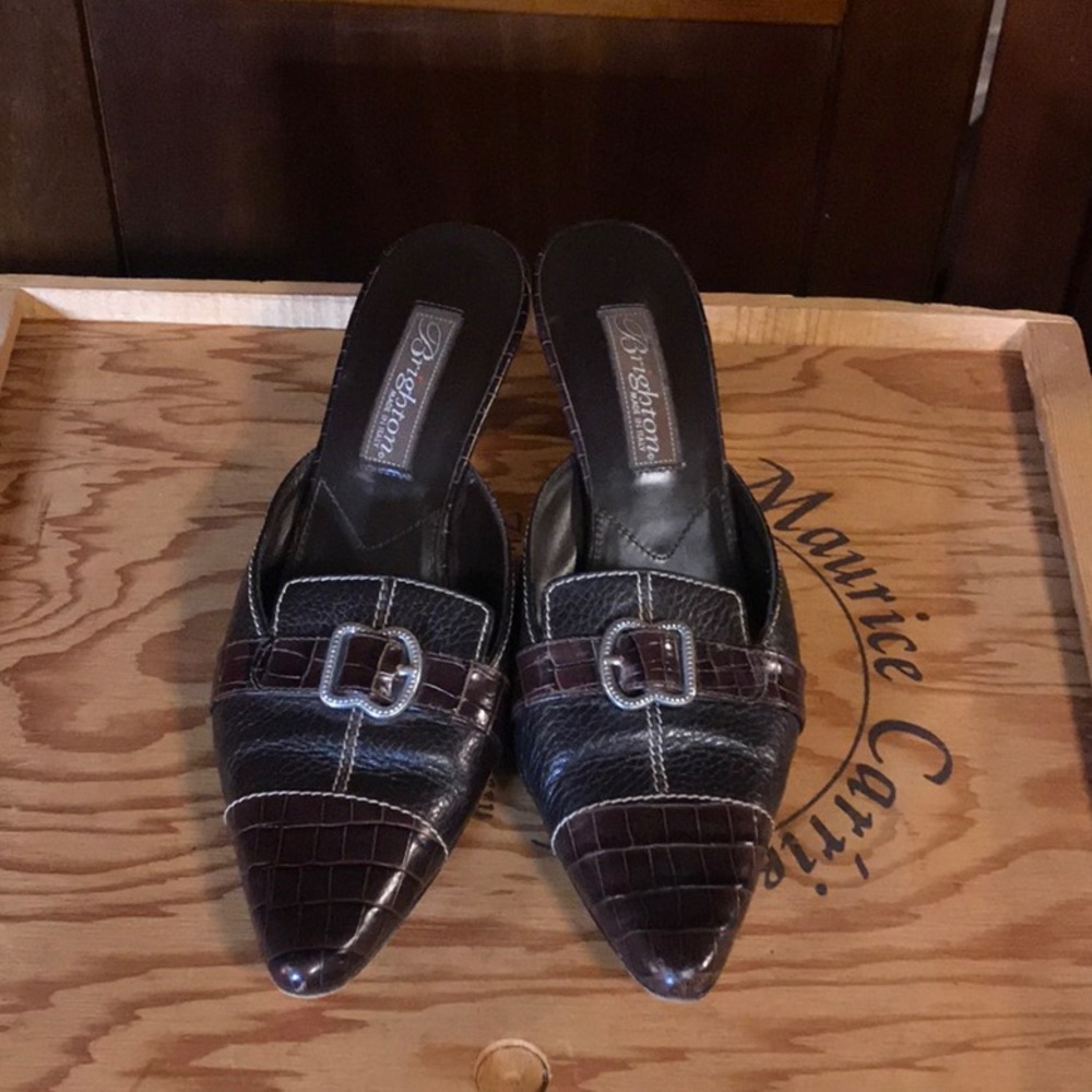 Brighton Brown Mules with Buckle size 7